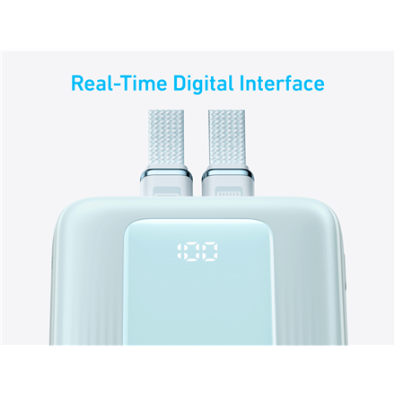 Anker Power Bank with Built-In USB-C and + Lighting Cable | A1680031 | 10000 mAh | 30W | Blue