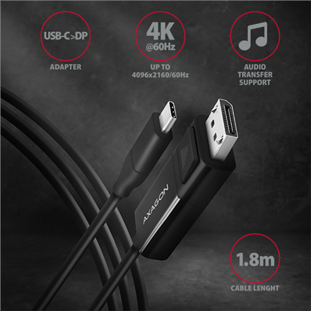 AXAGON Active cable | USB-C to DisplayPort | 1.8 m