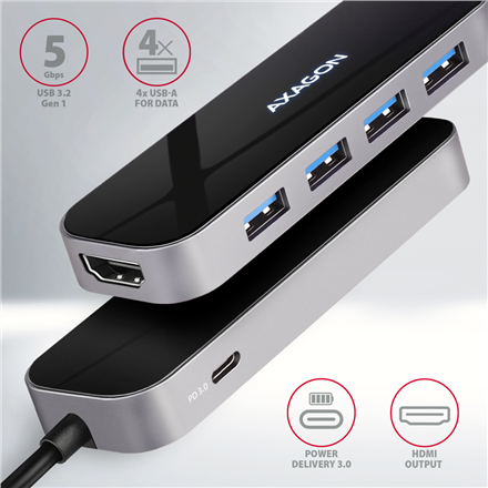 AXAGON SuperSpeed USB-C Combo 6in1 Hub | HMC-6H4A