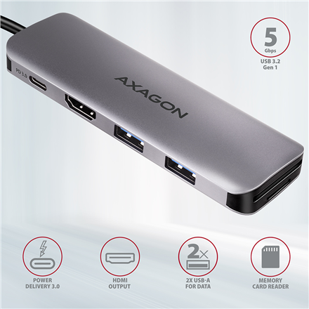 AXAGON SuperSpeed USB-C COMBO 5in1 Hub | HMC-5