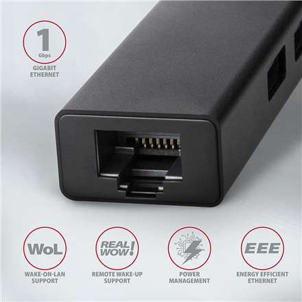 AXAGON SuperSpeed USB-A Hub and Gigabit LAN | HMA-GL3A