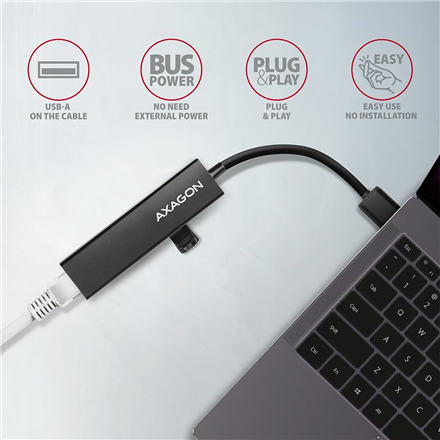 AXAGON SuperSpeed USB-A Hub and Gigabit LAN | HMA-GL3A