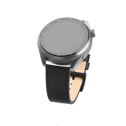 Fixed | Leather Strap with Quick Release 22mm for Smartwatch | Black