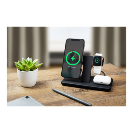Fixed | MagPowerstation 3-in-1 wireless charging stand with MagSafe mount support | FIXMPOS-BK | Bla