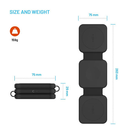 Fixed | Wireless Foldable Charger 3in1 Flex for Samsung | FIXFLE-SA-BK | Black