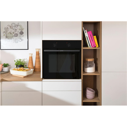 Gorenje Oven | BO6615E01B | 60 L | Electric | EnamelClean | Push pull buttons | Height 59.5 cm | Wid