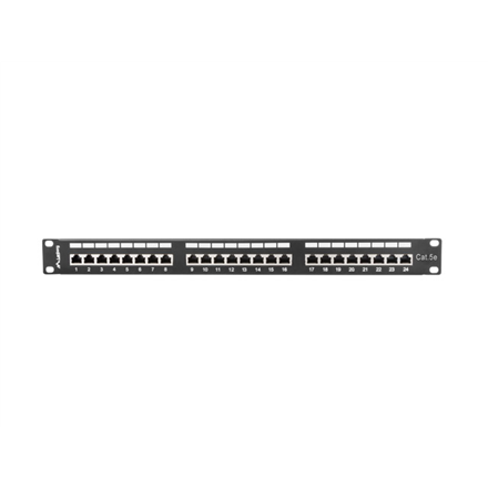 Lanberg | Patch Panel 24 Port 1U 19" CAT.5E FT with Cable Organizer Shielded | PPS5-1024-B | Black