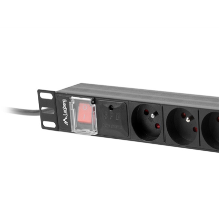 Lanberg Power Distribution Unit (PDU) 19" 1U 16A 2m 8x French Outlets | PDU-08E-0200-BK