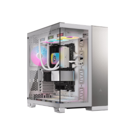 Corsair PC Case | 6500X Dual Chamber | White/Satin Gray Aluminum | Mid-Tower | Power supply included