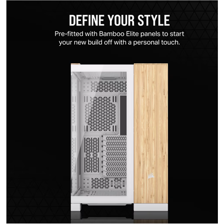 Corsair Dual Chamber PC Case | 6500X | White/Bamboo wood | Mid Tower | Power supply included No