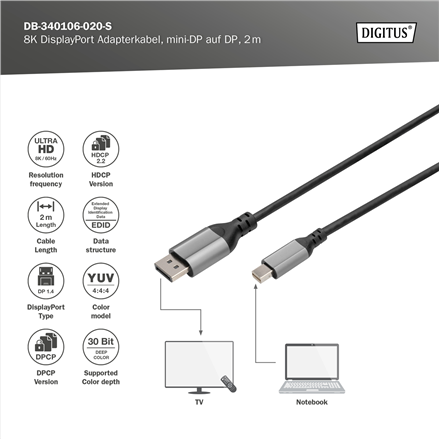Digitus 8K DisplayPort Adapter Cable