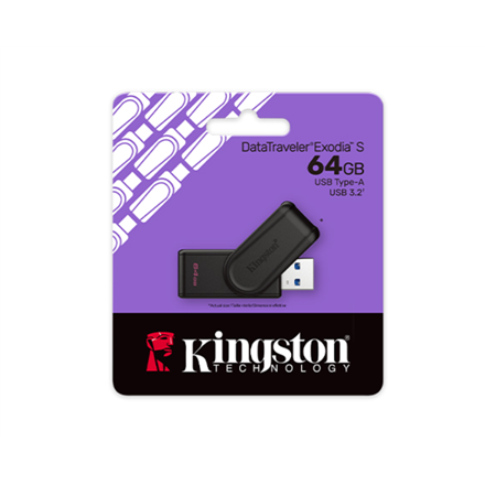 Kingston USB Flash Drive | DataTraveler Exodia S | 64 GB | USB 3.2 Gen 1 | Black