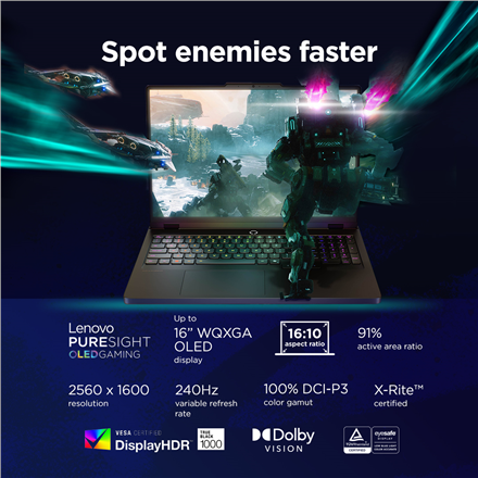 Lenovo Legion Pro 5 16IAX10 | Eclipse Black | 16 " | OLED | WQXGA | 2560 x 1600 pixels | Glossy | In