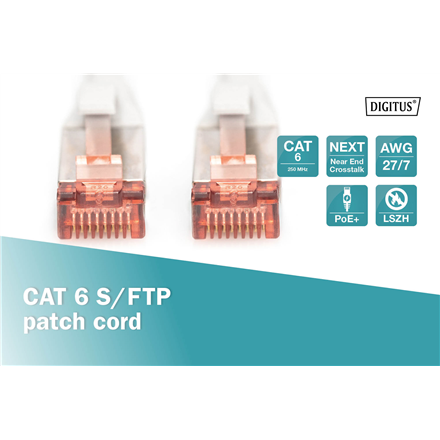 Digitus CAT 6 S/FTP | Patch cord | Length 15 m | Grey