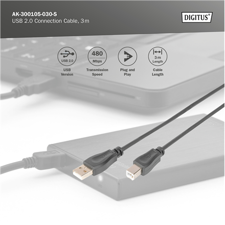 Digitus USB 2.0 Connection Cable | AK-300105-030-S