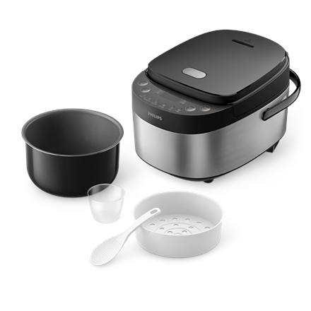 Philips Mini rice cooker | HD3093/80 3000 series | 600 W | 0.85 L | Number of programs 8 | Black/Sta