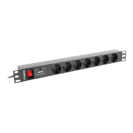 Lanberg | Power Distribution unit (PDU) 19" 1U 10A 2M 7X Schuko Outlets | PDU-07F-0200-IEC-BK