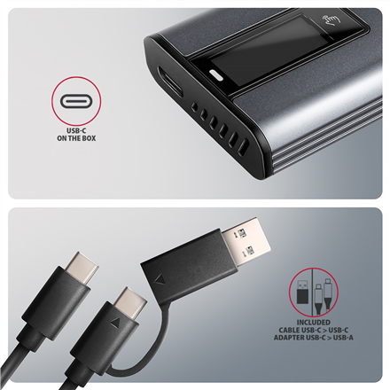 AXAGON External USB-C 10Gbps metal box with info display for M.2 NVMe and SATA SSD | EEM2-SD2