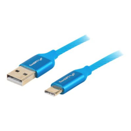 Lanberg USB Type-C to USB Type-A 2.0 Cable Blue Premium QC 3.0