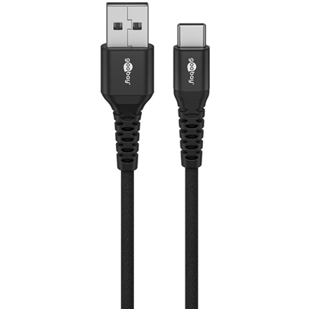 Goobay USB-C to USB-A Supersoft Textile Cable with Metal Plugs | 74526 | USB-C to USB-A