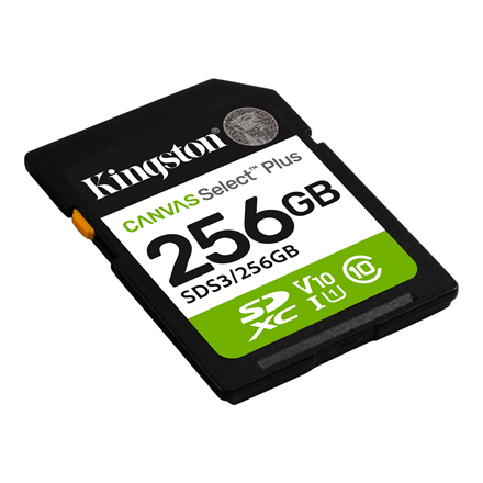 Kingston Canvas Select Plus | 256 GB | SD | Flash memory class Class 10