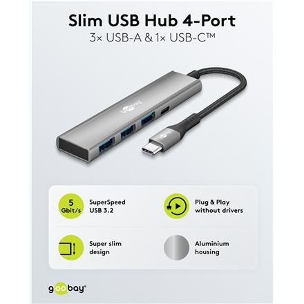 Goobay Slim 4-Port USB Hub