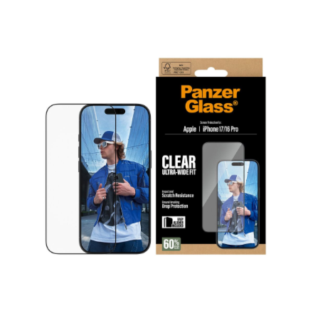 PanzerGlass Screen protector | Apple | iPhone 16 Pro/iPhone 17 | Glass | Transparent | Ultra-Wide Fi
