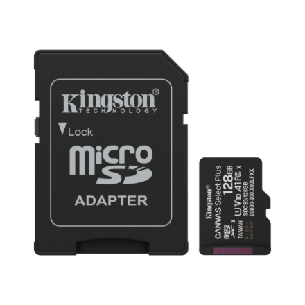 Kingston Canvas Select Plus | 128 GB | microSD | Flash memory class Class 10