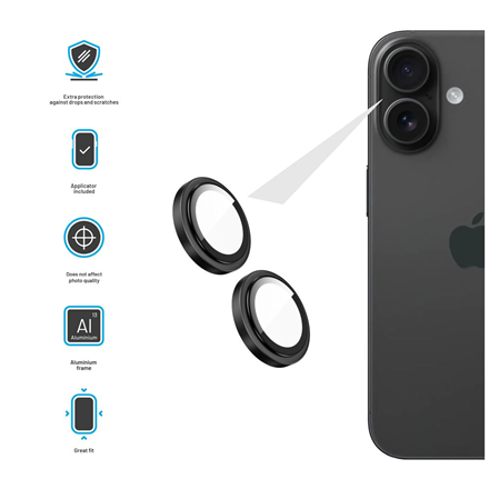 Fixed Camera glass | Apple | iPhone 17 | Glass | Black