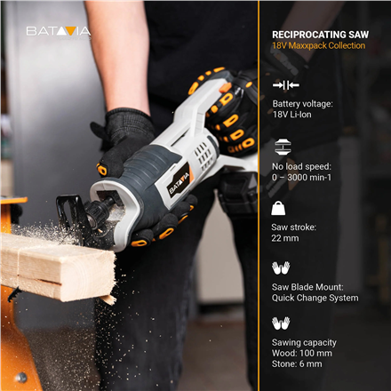 Batavia B.V. | 18V Cordless Reciprocating Saw - Without Battery and Charger
