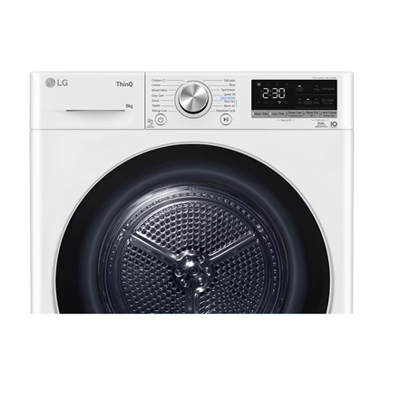 LG Dryer Machine | RH80V9AV3N | Energy efficiency class C | Front loading | 8 kg | LED | Depth 69 cm