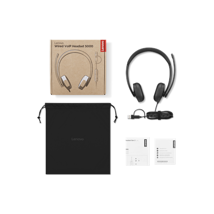 Lenovo Wired VoIP Headset 5000 (Teams) | Built-in microphone | USB Type-A