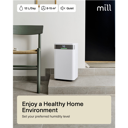 Mill Dehumidifier | MDH12 | Power 200 W | Suitable for rooms up to 8-15 m² | Water tank capacity 2 L