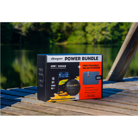 Deeper CHIRP+3 sonar +36W foldable solar charger power bundle