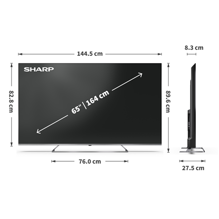Sharp 4K Ultra HD QLED MiniLED TV | 65JP7265E | 55 | Smart TV | Google TV | UHD