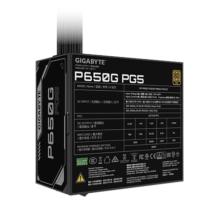 Gigabyte Power Supply | P650G PCIE 5.1 | 650 W
