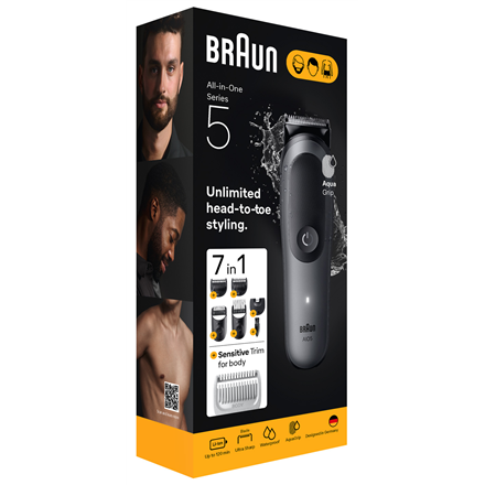 Braun 7-in-1 Grooming Kit | All-in-One Kit Series 5 AIO5520 | Cordless | Number of length steps 14 |
