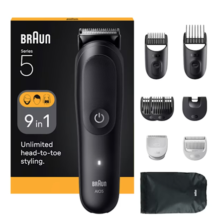 Braun 9-in-1 Grooming Kit | All-in-One Kit Series 5 AIO5540 | Cordless | Number of length steps 14 |