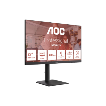 AOC U27E4CV | 27 " | IPS | UHD | 16:9 | 60 Hz | 4 ms | 3840 x 2160 pixels | 400 cd/m² | HDMI ports q