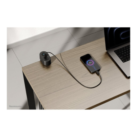 Neomounts DS22-840BL6 Desk socket with clamp and USB-C and USB-A ports - Quick charge | Neomounts