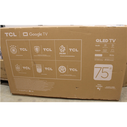 SALE OUT. TCL 75T8C 75" (189 cm) 4K QLED TV with Google TV | TCL 4K QLED TV | 75T8C | 75 | Smart TV 