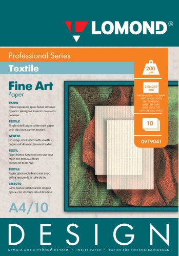 Fotopopierius Lomond Fine Art Paper Design Textile Matinis 200 g/m2 A4, 10 lapų