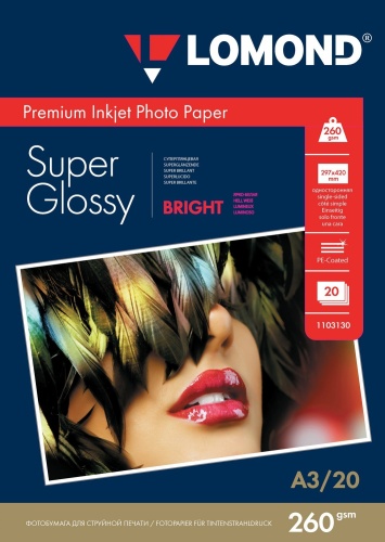 Fotopopierius Lomond Premium Photo Paper Super Blizgus 260 g/m2 A3, 20 lapų, Bright