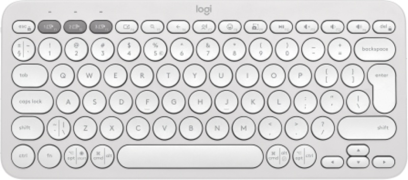 Logitech Pebble Keys 2 K380s Belaidė klaviatūra RF Wireless+Bluetooth, US INT (Qwerty), Tonal White