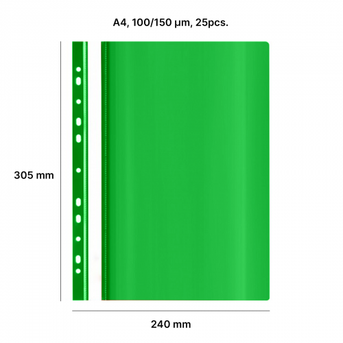 AD Class Segtuvėlis skaidriu viršeliu su perforacija 100/150 žalias , pakuotėje 25 vnt.