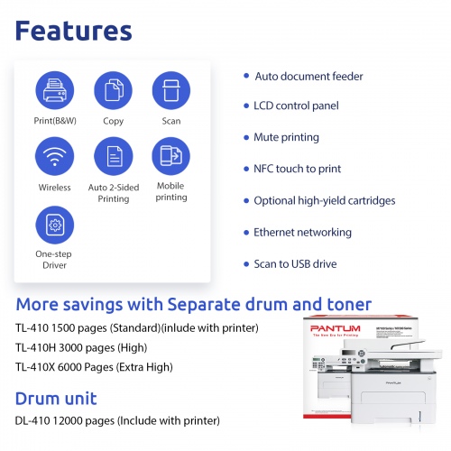 Printer Pantum M7100DW, Monochrome, Laser, Multifunctional, A4