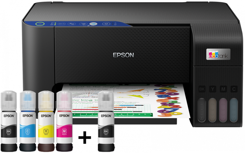 Spausdintuvas rašalinis Epson EcoTank L3251 A4, Spalvotas, MFP, WiFi 