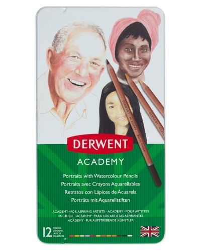 Derwent Academy Portrait Watercolour Pencils 12 Tin