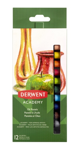 Aliejinės pastelės Derwent Academy, 12 spalvų