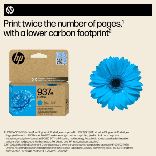 HP 937e EvoMore (4S6W6NE) Rašalinė kasetė, Žydra